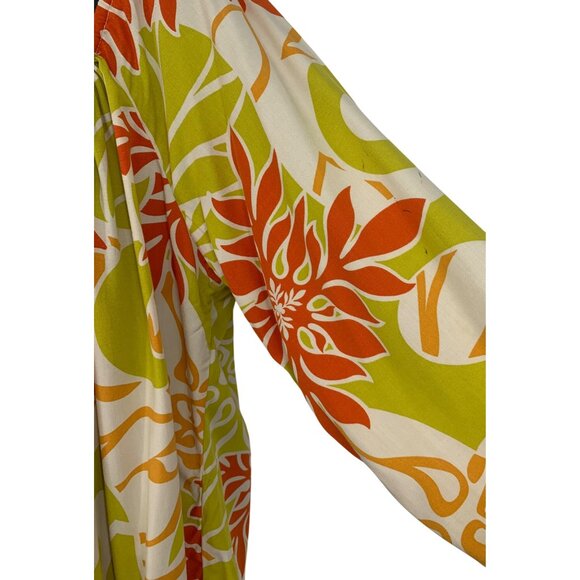 Strawberry Guava RJC XXXL 3XL Aloha Hawaiian Tunic Green Floral 3/4 Keyhole New - Picture 4 of 8